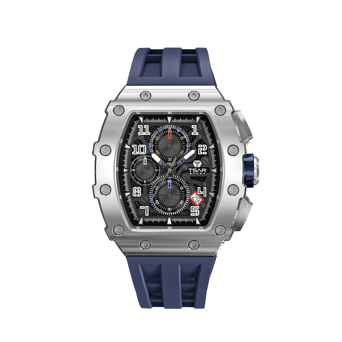 TSAR BOMBA Mens Watch Tonneau Waterproof Wristwatch TB 8204