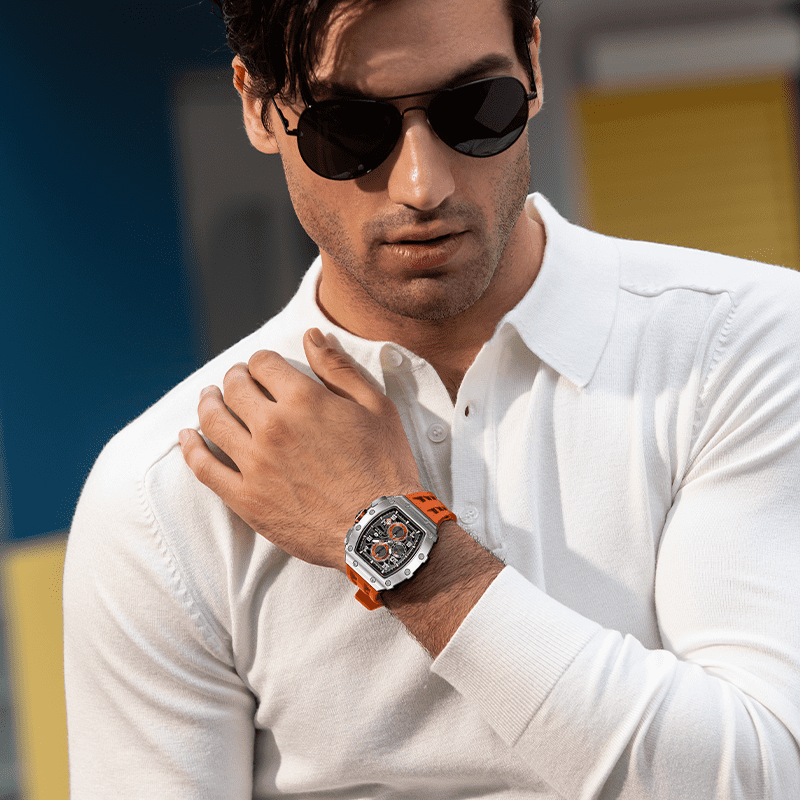 TSAR BOMBA Mens Watch Tonneau Waterproof Wristwatch TB 8204 TSARBOMBA WATCH